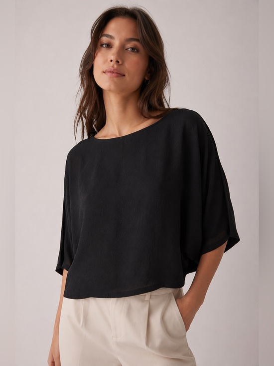 Wilfred Tops - Wilfred Aritzia Black Crepe Boat Neck Dolman Sleeve Blouse XS
